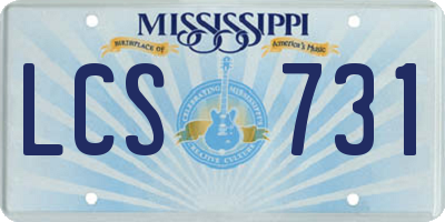 MS license plate LCS731