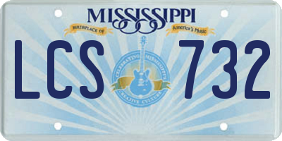 MS license plate LCS732