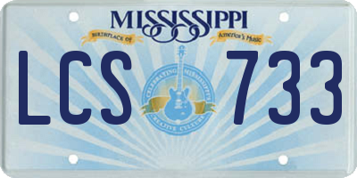 MS license plate LCS733