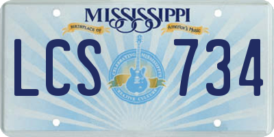 MS license plate LCS734