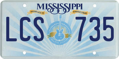 MS license plate LCS735