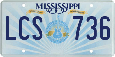 MS license plate LCS736
