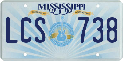 MS license plate LCS738