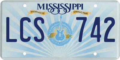 MS license plate LCS742