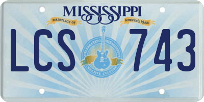 MS license plate LCS743