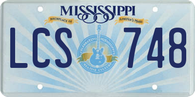 MS license plate LCS748