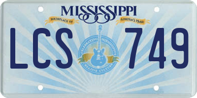 MS license plate LCS749
