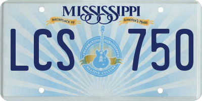 MS license plate LCS750