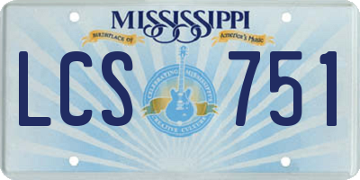 MS license plate LCS751