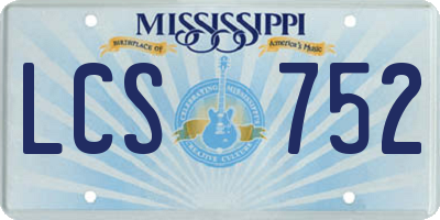 MS license plate LCS752