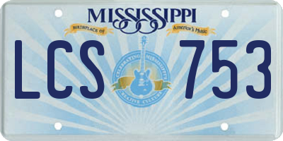 MS license plate LCS753