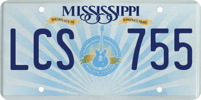 MS license plate LCS755