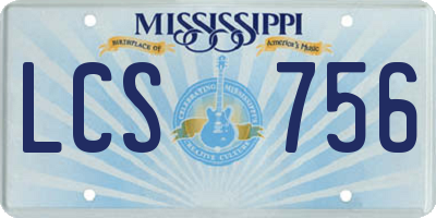 MS license plate LCS756
