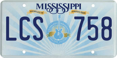MS license plate LCS758