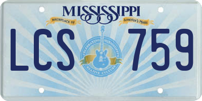 MS license plate LCS759