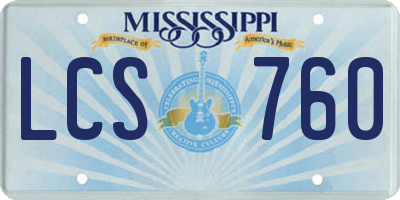 MS license plate LCS760