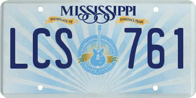 MS license plate LCS761