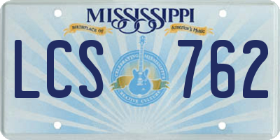 MS license plate LCS762