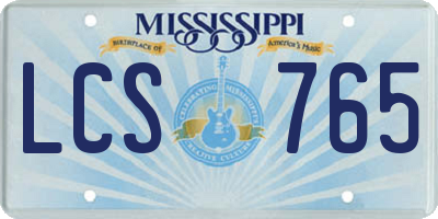 MS license plate LCS765