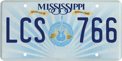 MS license plate LCS766