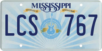 MS license plate LCS767