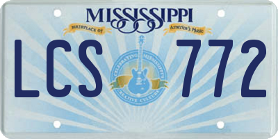 MS license plate LCS772