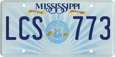 MS license plate LCS773
