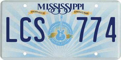 MS license plate LCS774