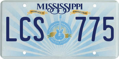 MS license plate LCS775