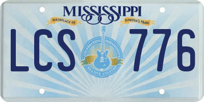 MS license plate LCS776