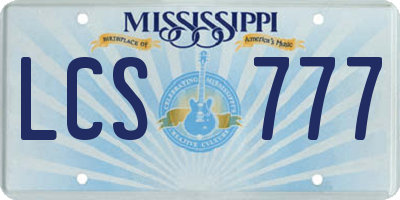 MS license plate LCS777