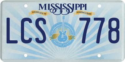 MS license plate LCS778