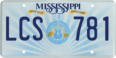 MS license plate LCS781