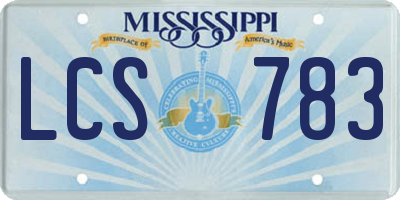 MS license plate LCS783