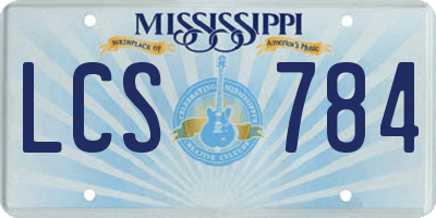 MS license plate LCS784