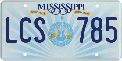 MS license plate LCS785