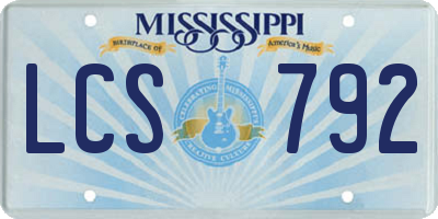 MS license plate LCS792