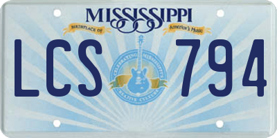 MS license plate LCS794