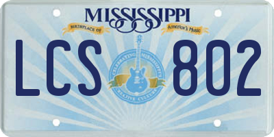 MS license plate LCS802