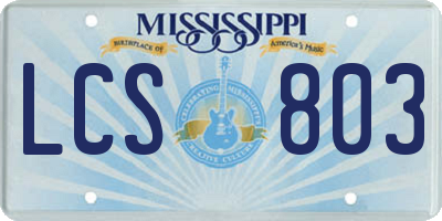 MS license plate LCS803