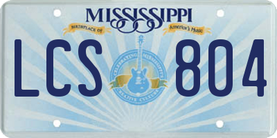 MS license plate LCS804
