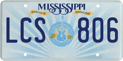 MS license plate LCS806