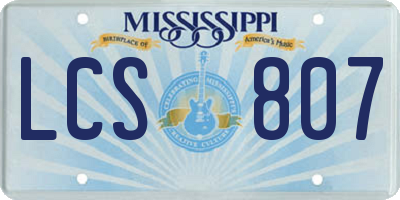 MS license plate LCS807