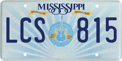MS license plate LCS815