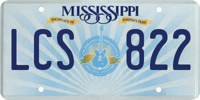 MS license plate LCS822