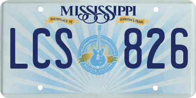 MS license plate LCS826