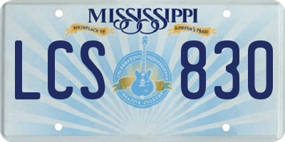 MS license plate LCS830