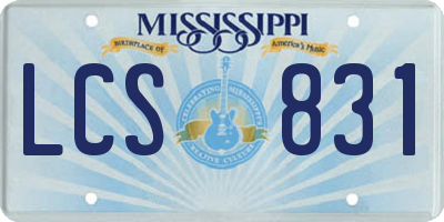 MS license plate LCS831