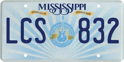 MS license plate LCS832