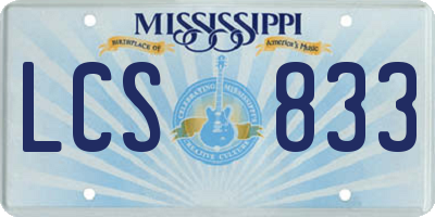 MS license plate LCS833